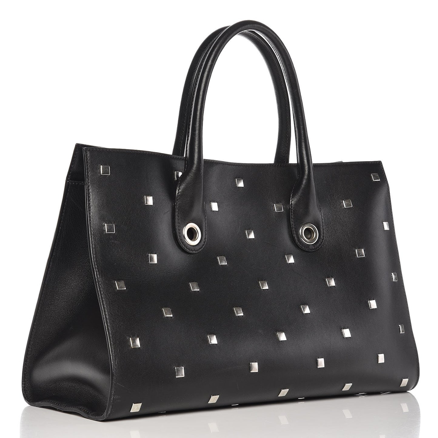 Calfskin Studded Riley Tote Black