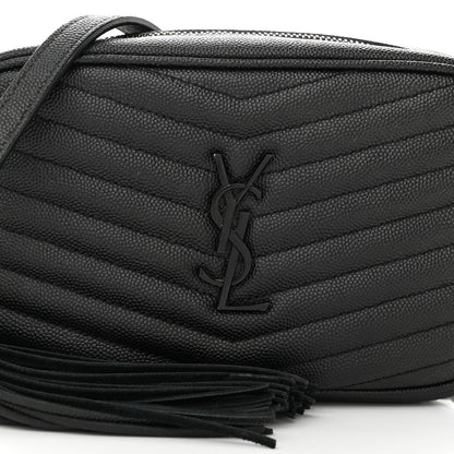 Saint Laurent Grain De Poudre Matelasse Monochrome Monogram Mini Lou Camera Bag Black 8 of 13