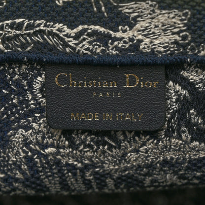 Christian Dior Canvas Embroidered Medium Toile De Jouy Reverse Book Tote Blue 6 of 13