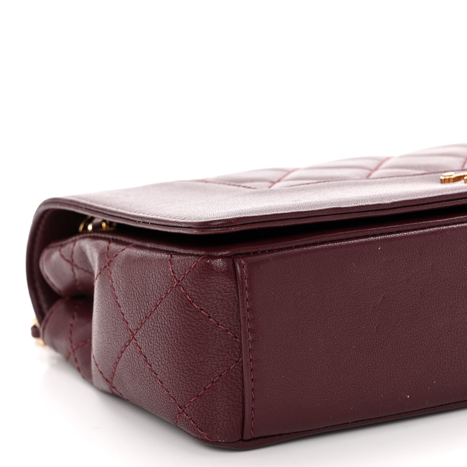 Chanel Sheepskin Quilted Vintage Mademoiselle Flap Dark Red 9 of 10