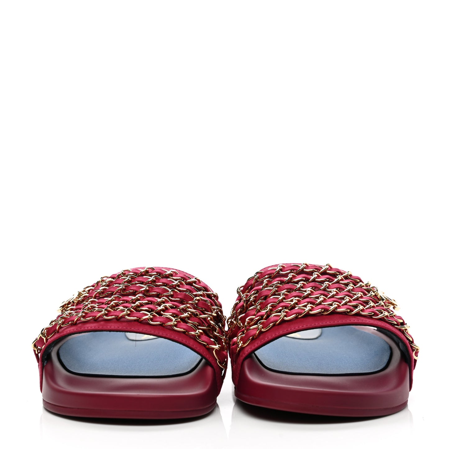 Satin Chain Flat Sandals 39 Dark Fuchsia