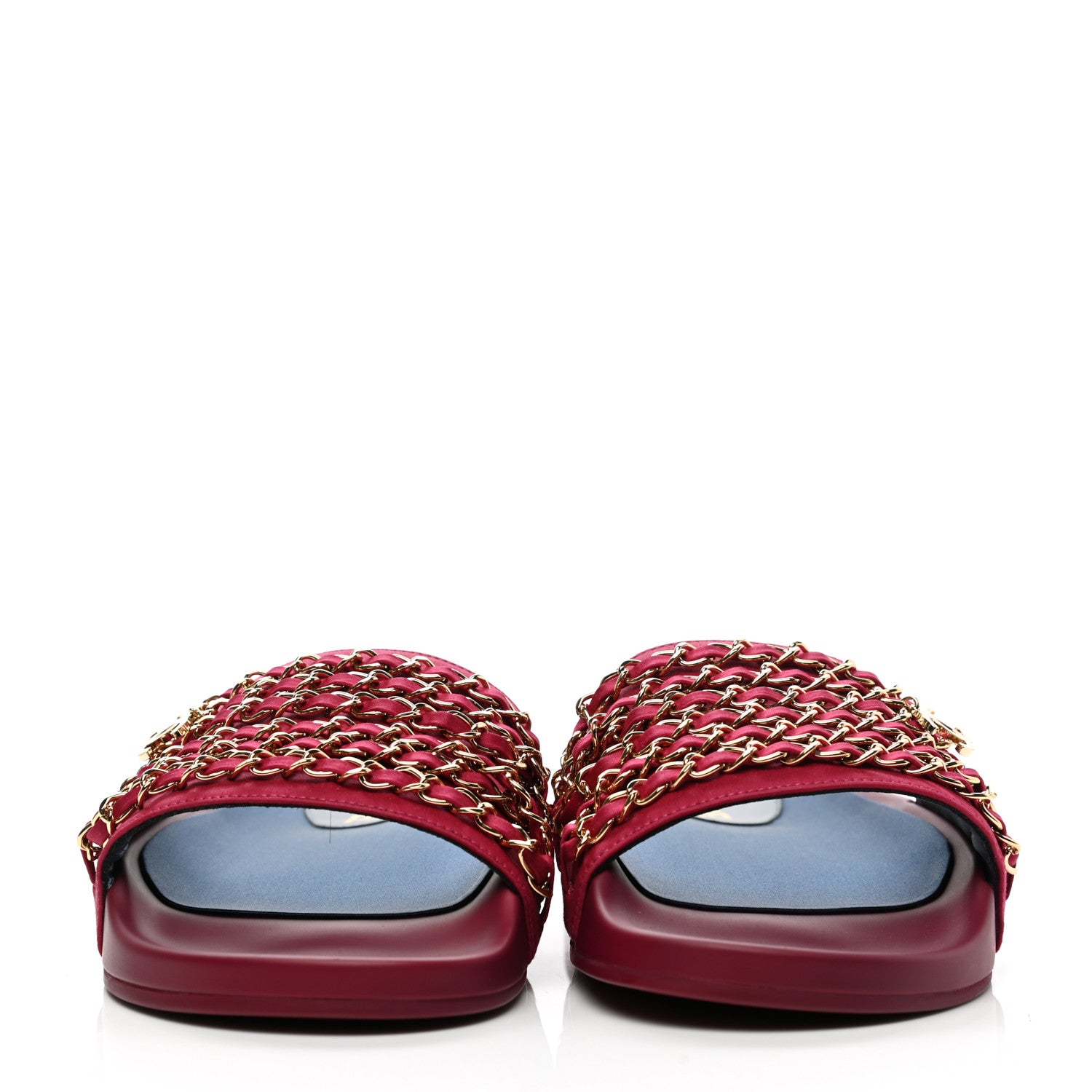 Chanel Satin Chain Flat Sandals 39 Dark Fuchsia 2 of 9