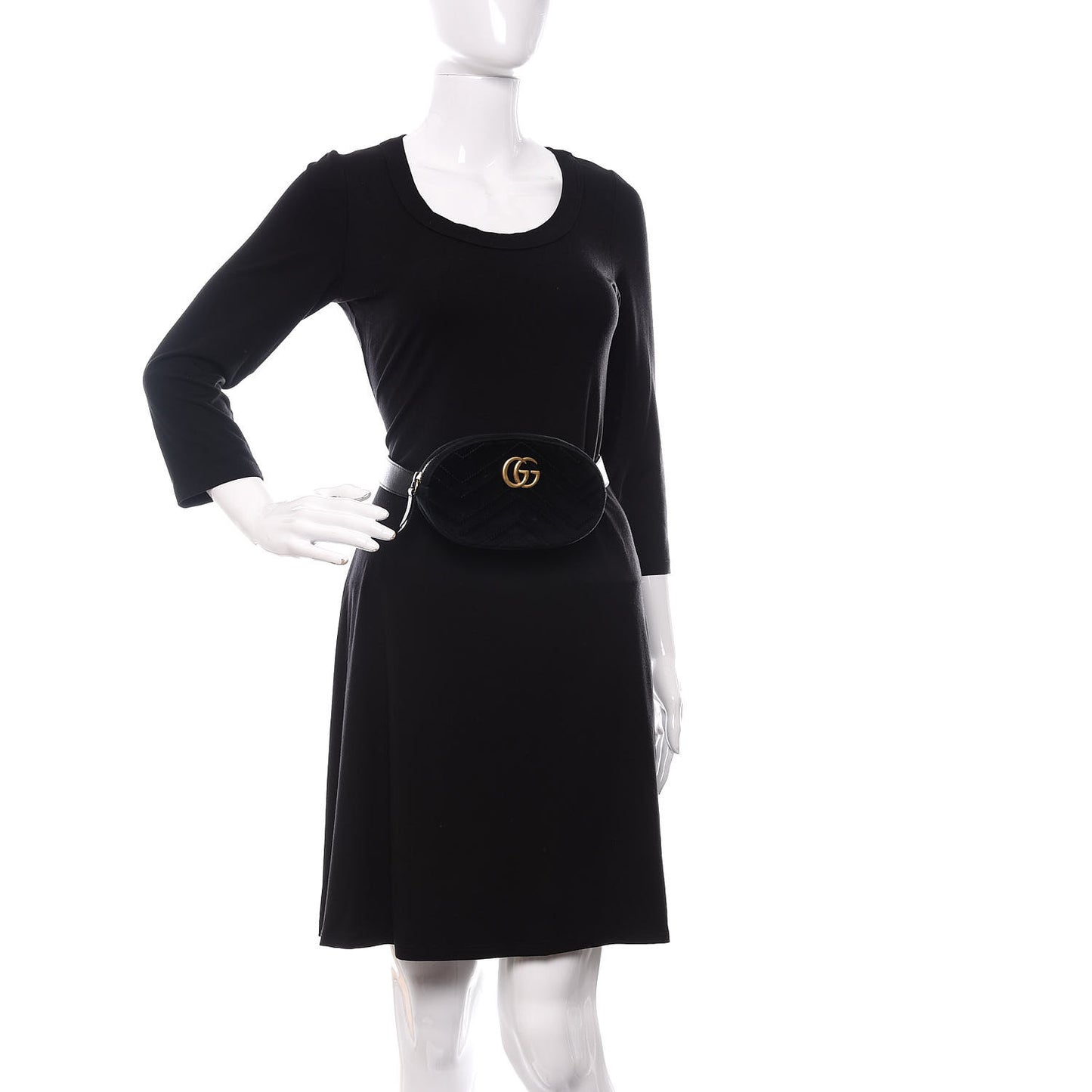 Velvet Matelasse GG Marmont Belt Bag 85 34 Black