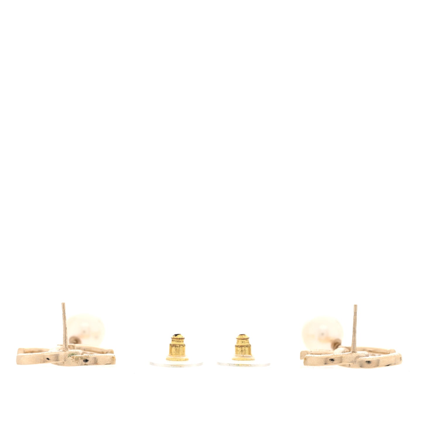 Crystal Pearl CC Drop Earrings Gold