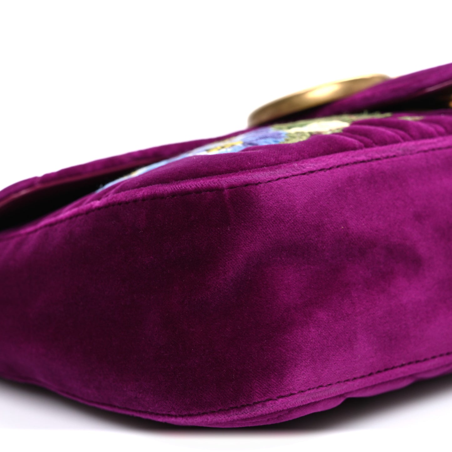 Velvet Matelasse Loved Embroidered Medium GG Marmont Shoulder Bag Fuchsia Violet Cyclamen