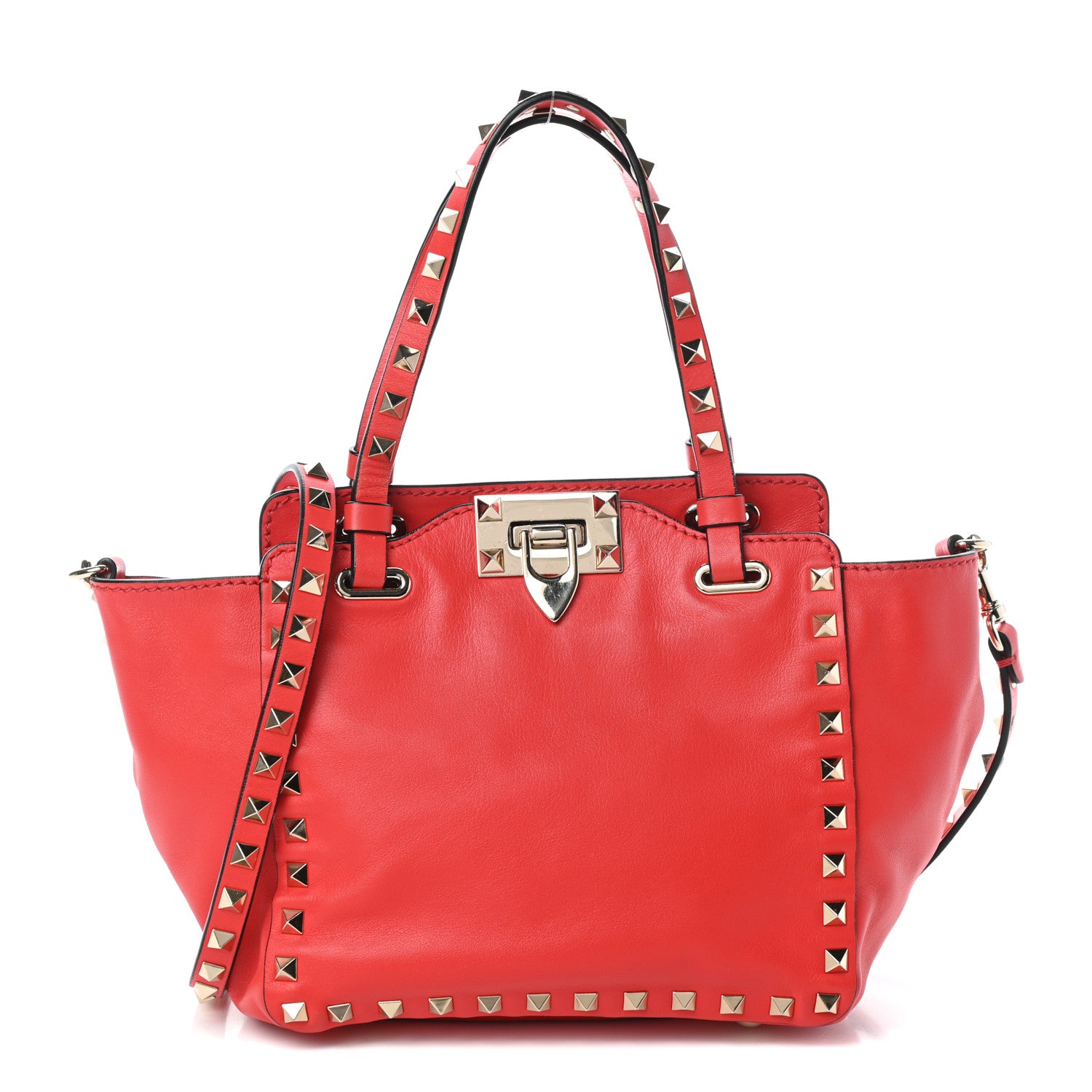 Valentino Garavani Vitello Mini Rockstud Tote Deep Orange 1 of 8