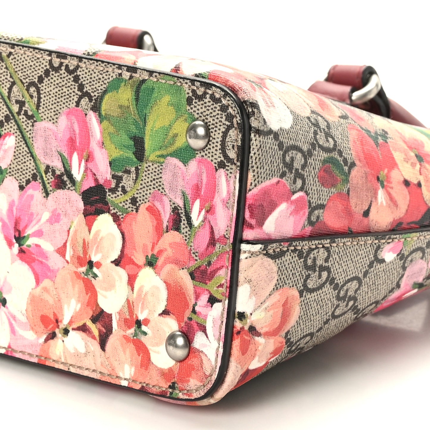 GG Supreme Monogram Blooms Mini Zip Top Tote Beige Multicolor Dry Rose