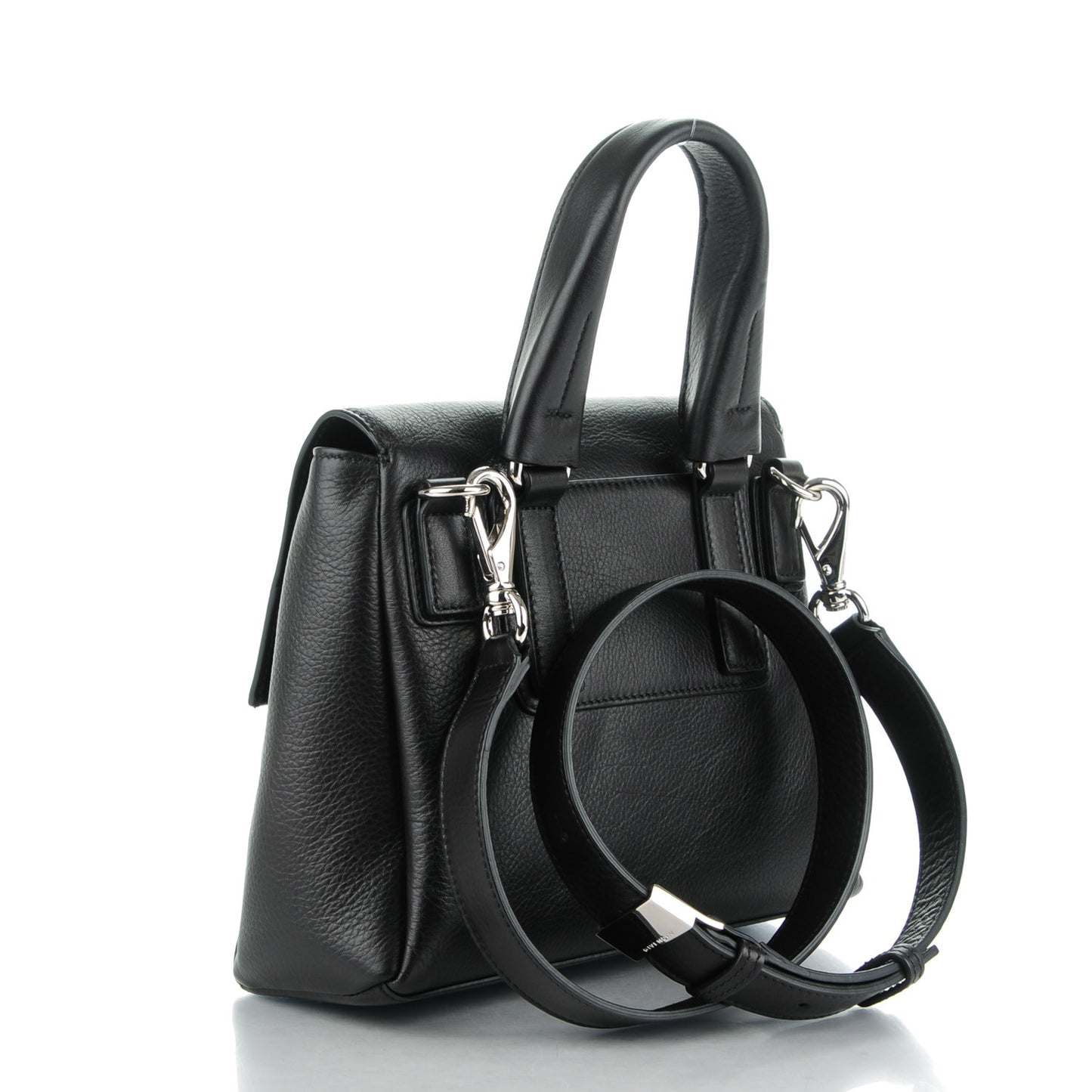 Waxy Grained Calfskin Mini Pandora Pure Flap Bag Black
