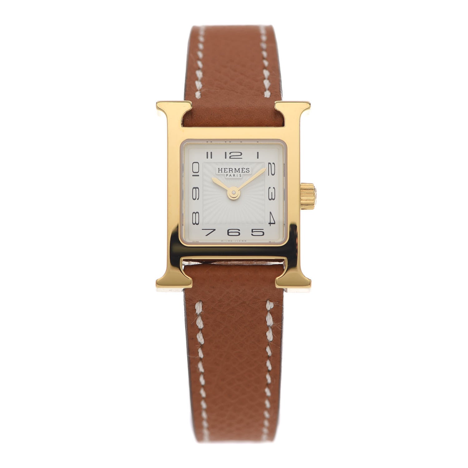 Hermes Stainless Steel Epsom 17.2mm Heure H Hour Quartz Watch Gold 1 of 5