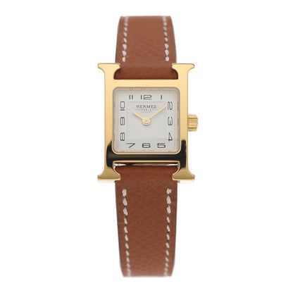 Hermes Stainless Steel Epsom 17.2mm Heure H Hour Quartz Watch Gold 1 of 5
