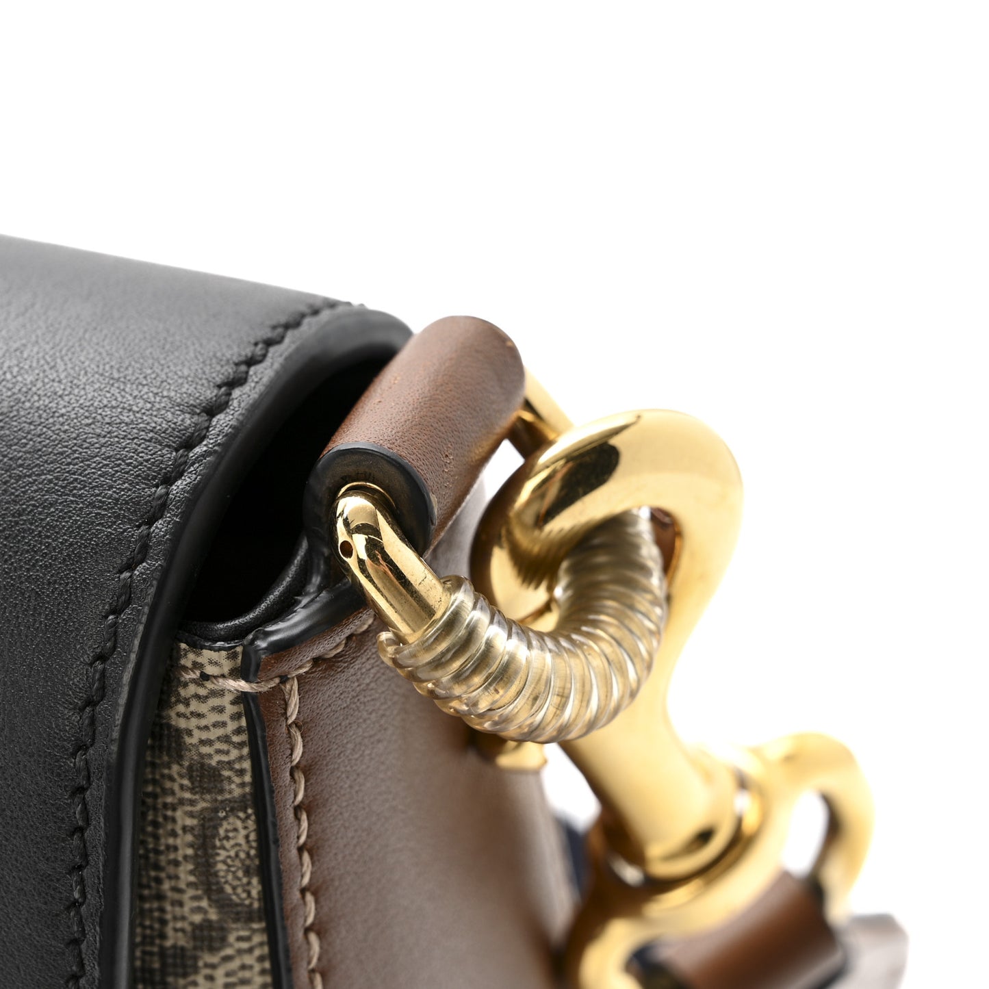 GG Supreme Monogram Web Medium Padlock Messenger Shoulder Bag Black