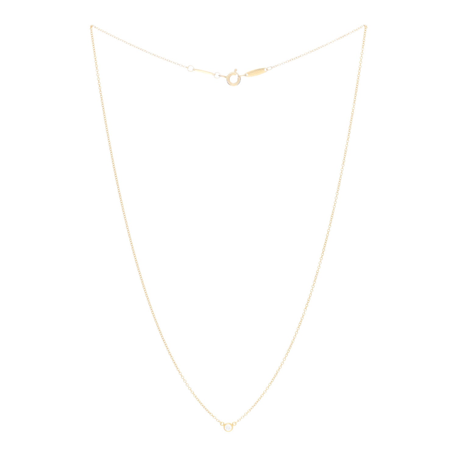 Tiffany 18K Yellow Gold Diamond .05ct Elsa Peretti Diamonds by the Yard Pendant Necklace 2 of 3