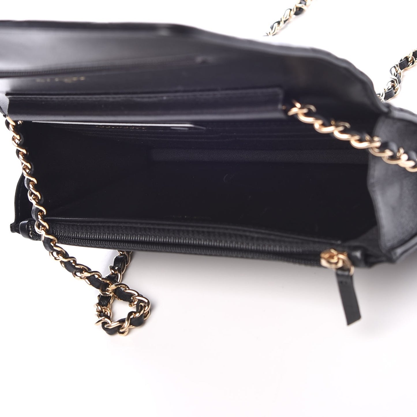 Lambskin Quilted Emoticon Wallet On Chain WOC Black