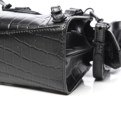 Balenciaga Semi Shiny Calfskin Crocodile Embossed Neo Classic Black Hardware Nano City Crossbody Black 10 of 10