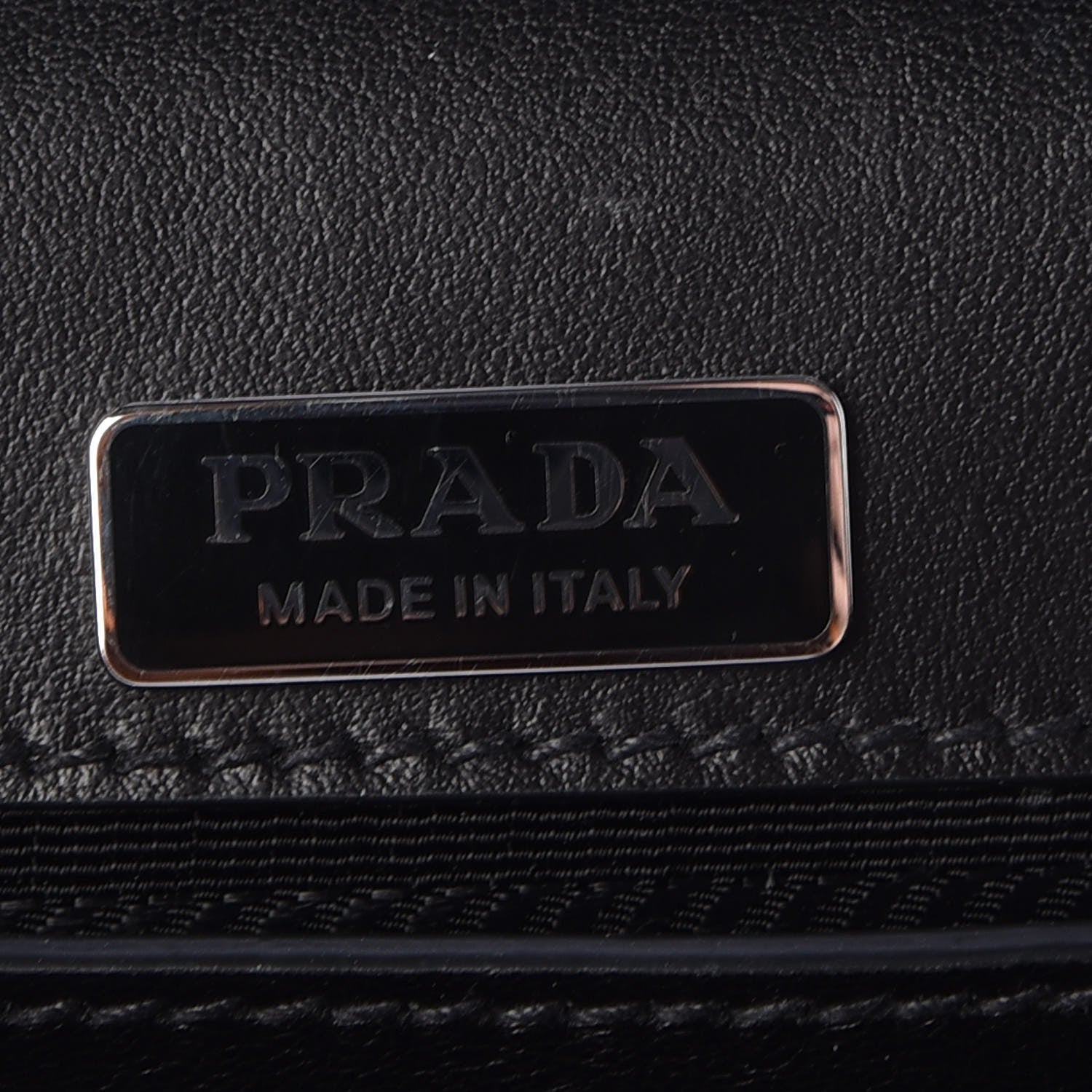 Prada City Calf Whip Stitch Fringe Saddle Bag Black 6 of 7