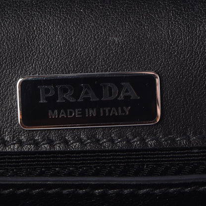 Prada City Calf Whip Stitch Fringe Saddle Bag Black 6 of 7