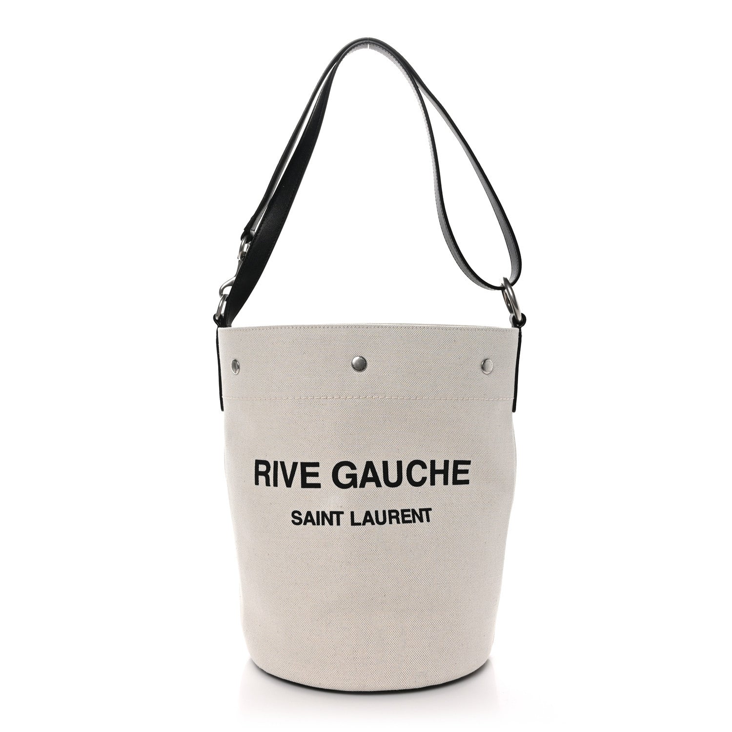 Saint Laurent Linen Calfskin Rive Gauche Bucket Bag Greggio Natural 1 of 11