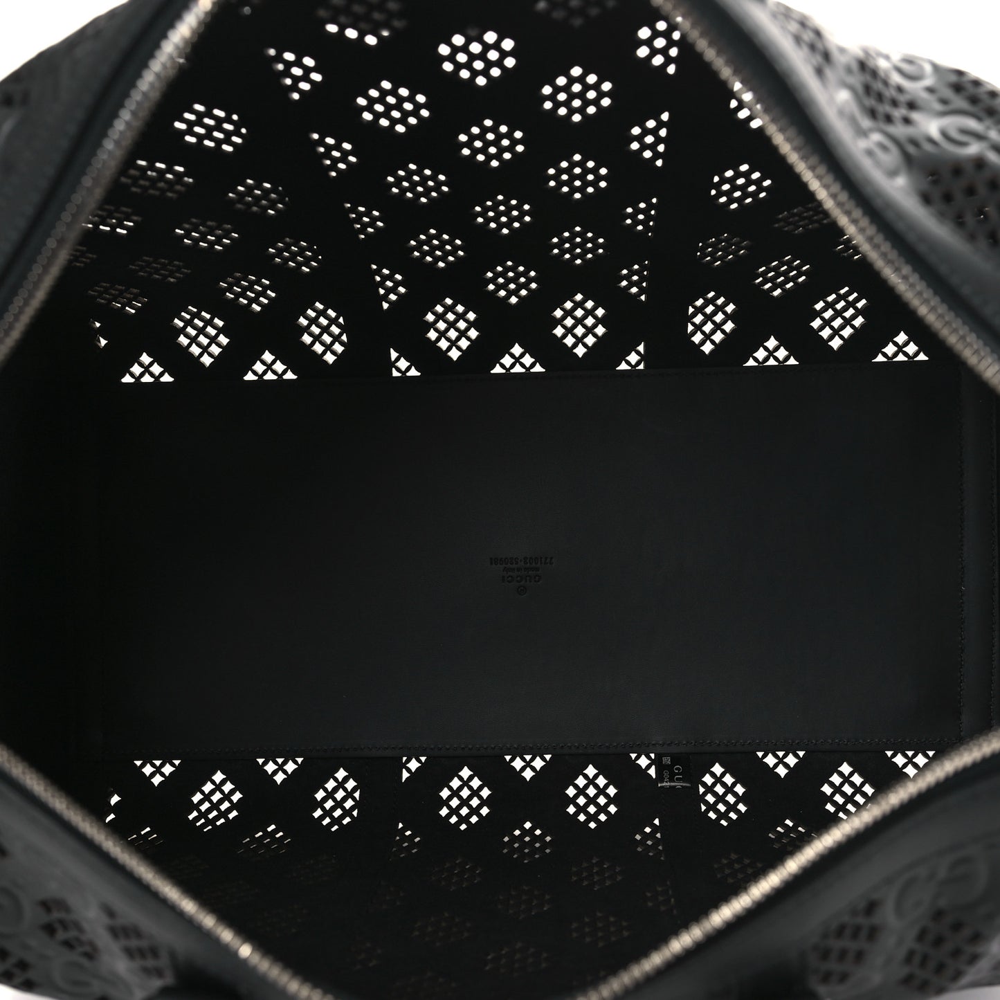 Calfskin Cut Out GG Embossed Medium Duffle Bag Black