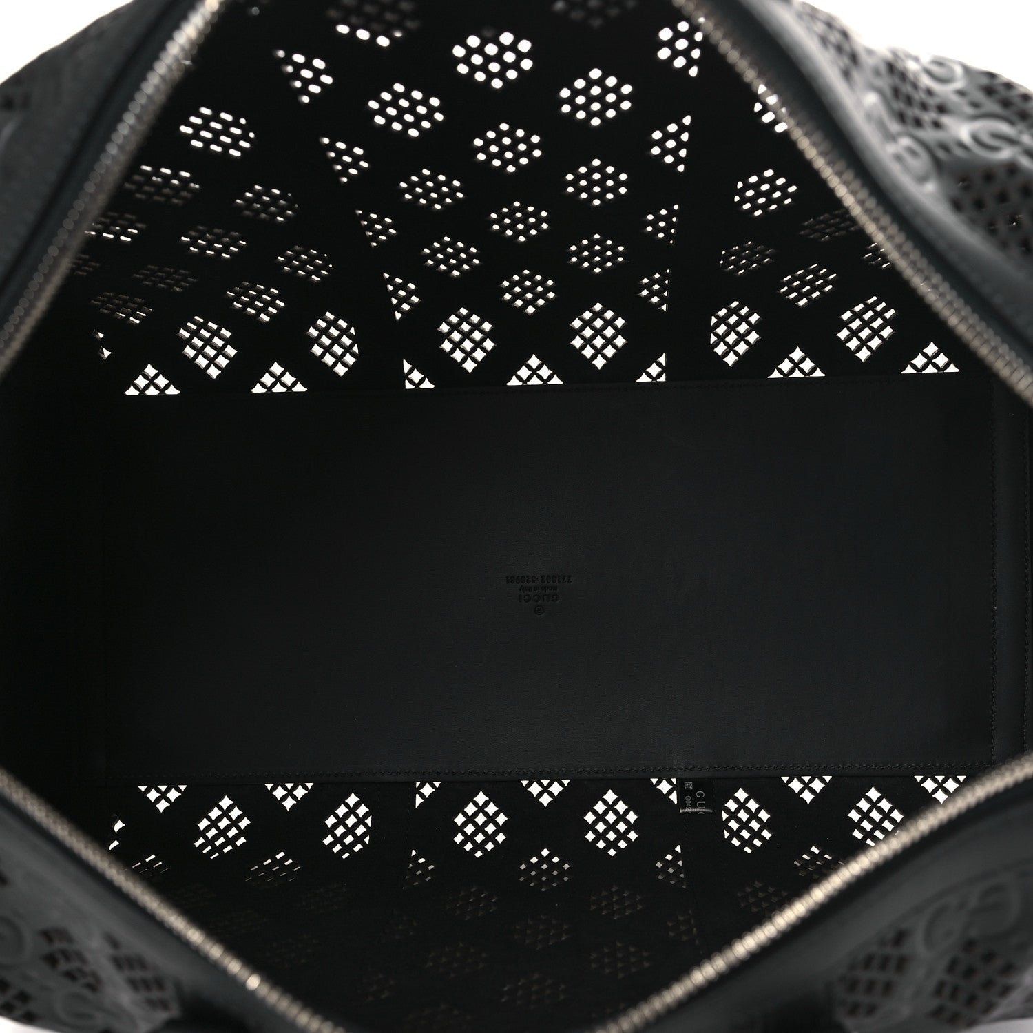 Gucci Calfskin Cut Out GG Embossed Medium Duffle Bag Black 4 of 8