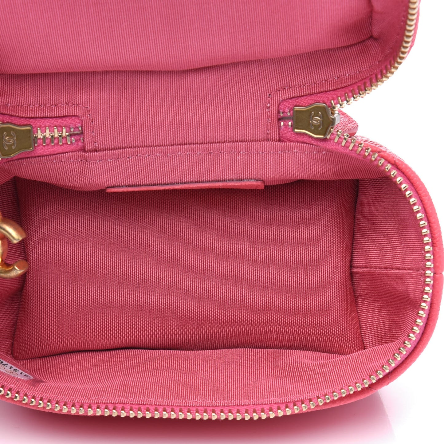Caviar Quilted Mini Top Handle Vanity With Chain Pink