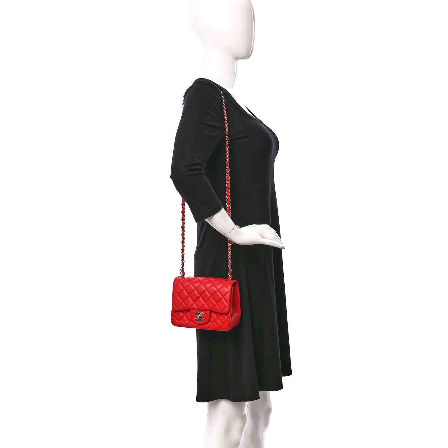 Lambskin Quilted Mini Square Flap Red