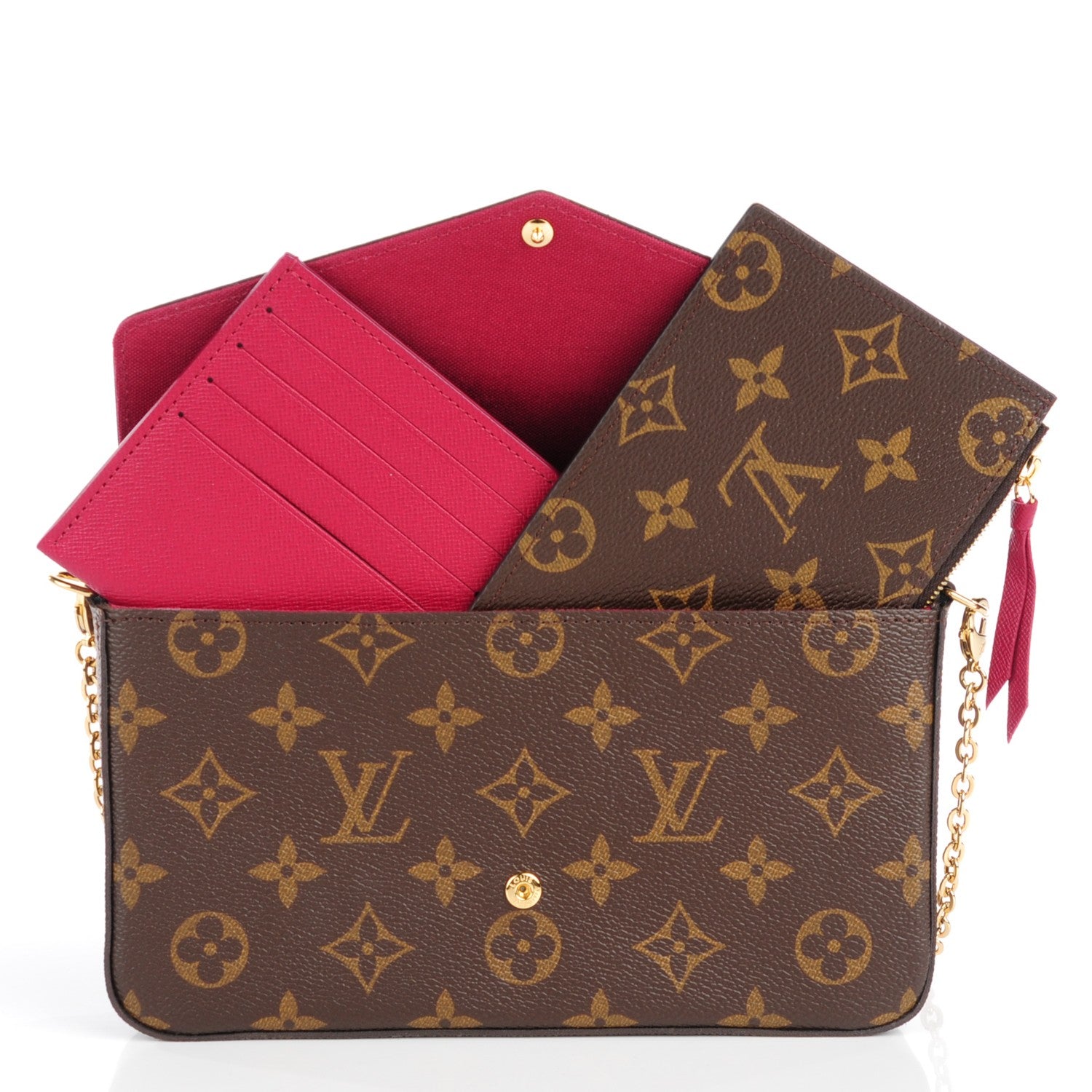 Louis Vuitton Monogram Pochette Felicie Chain Wallet Fuchsia 8 of 8