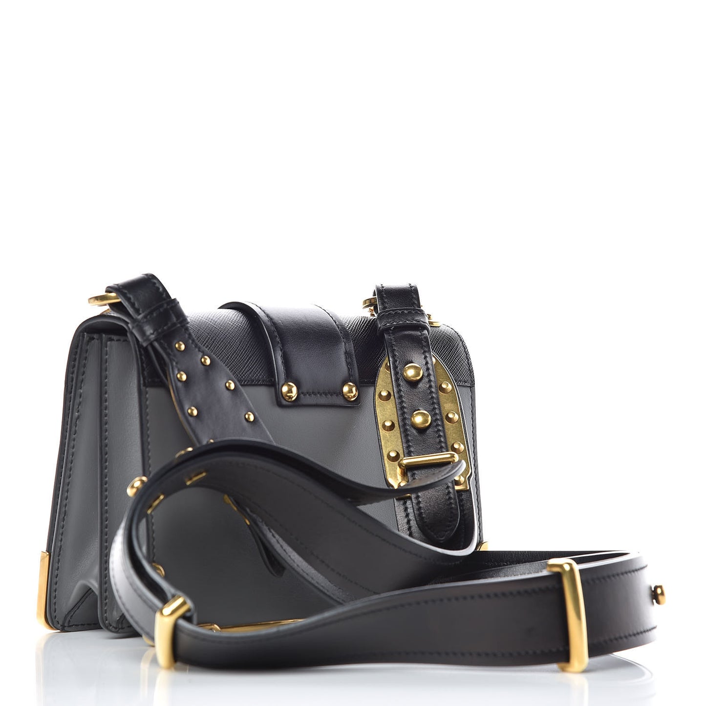 City Calfskin Saffiano Cahier Bag Mercurio Black