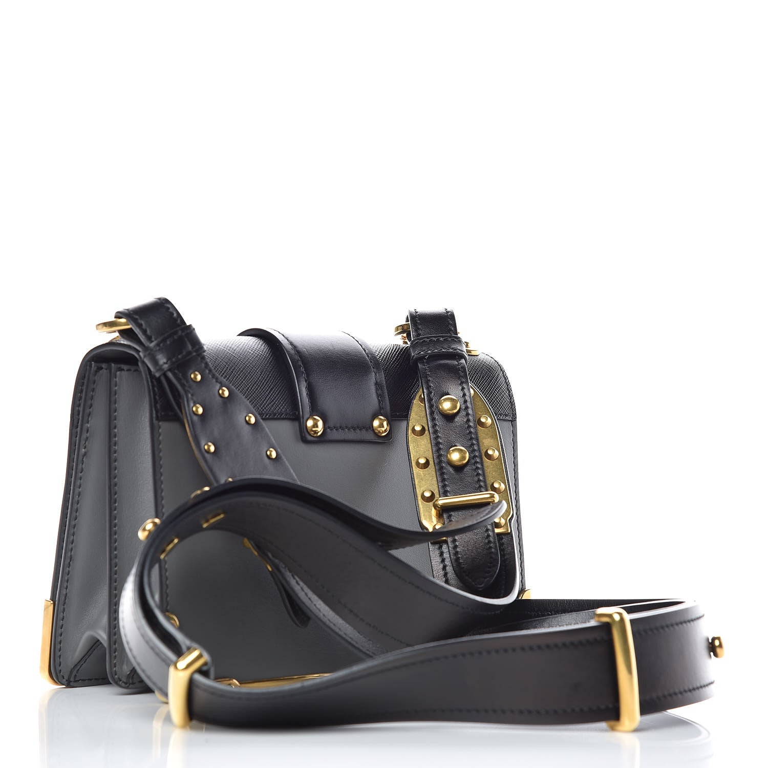 Prada City Calfskin Saffiano Cahier Bag Mercurio Black 3 of 8