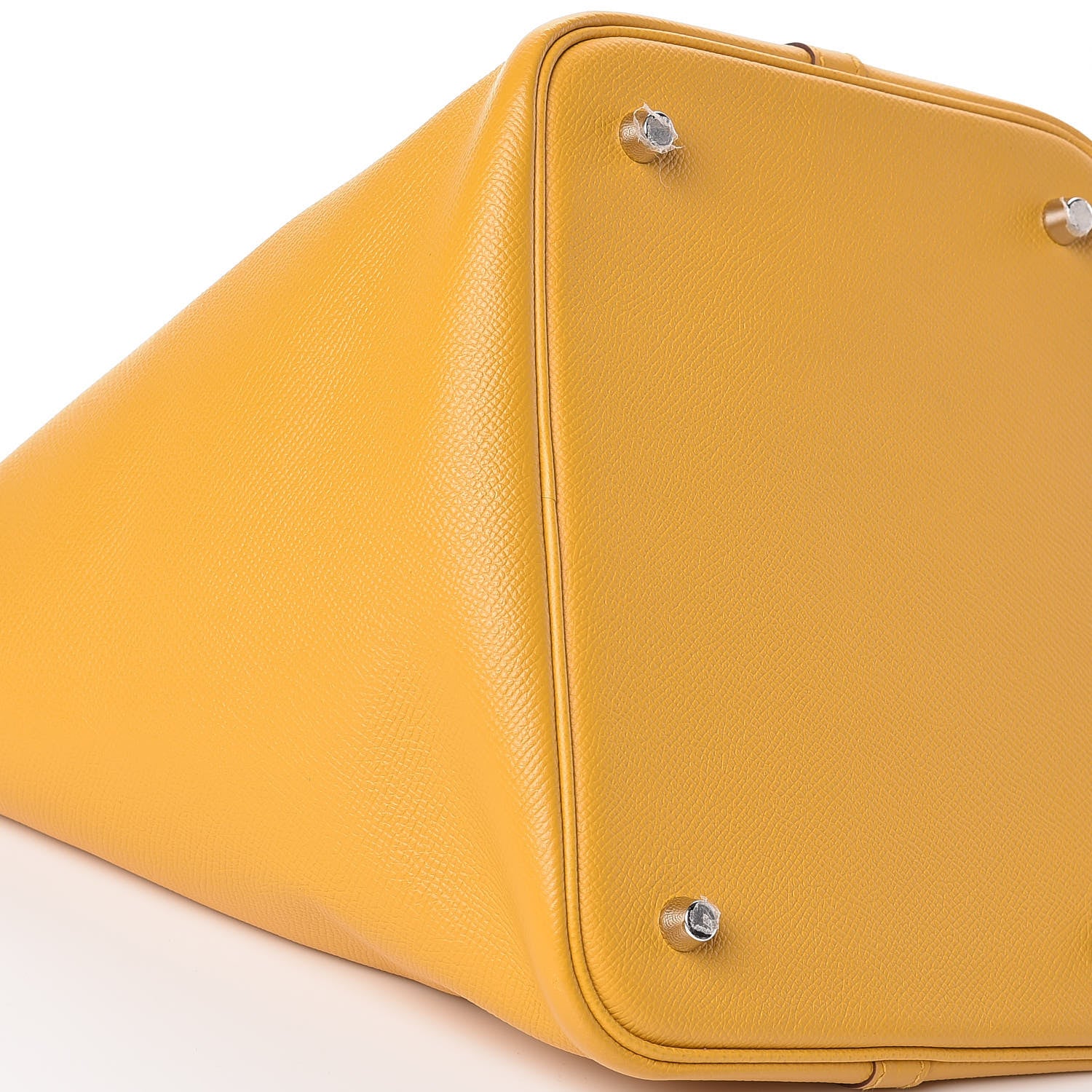 Hermes Epsom Tressage De Cuir Picotin Lock 22 MM Jaune Ambre Brique White 5 of 10