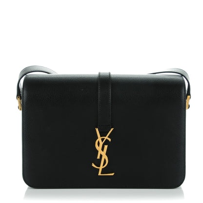 Saint Laurent Textured Calfskin Medium Classic Monogram Universite Bag Black 1 of 6