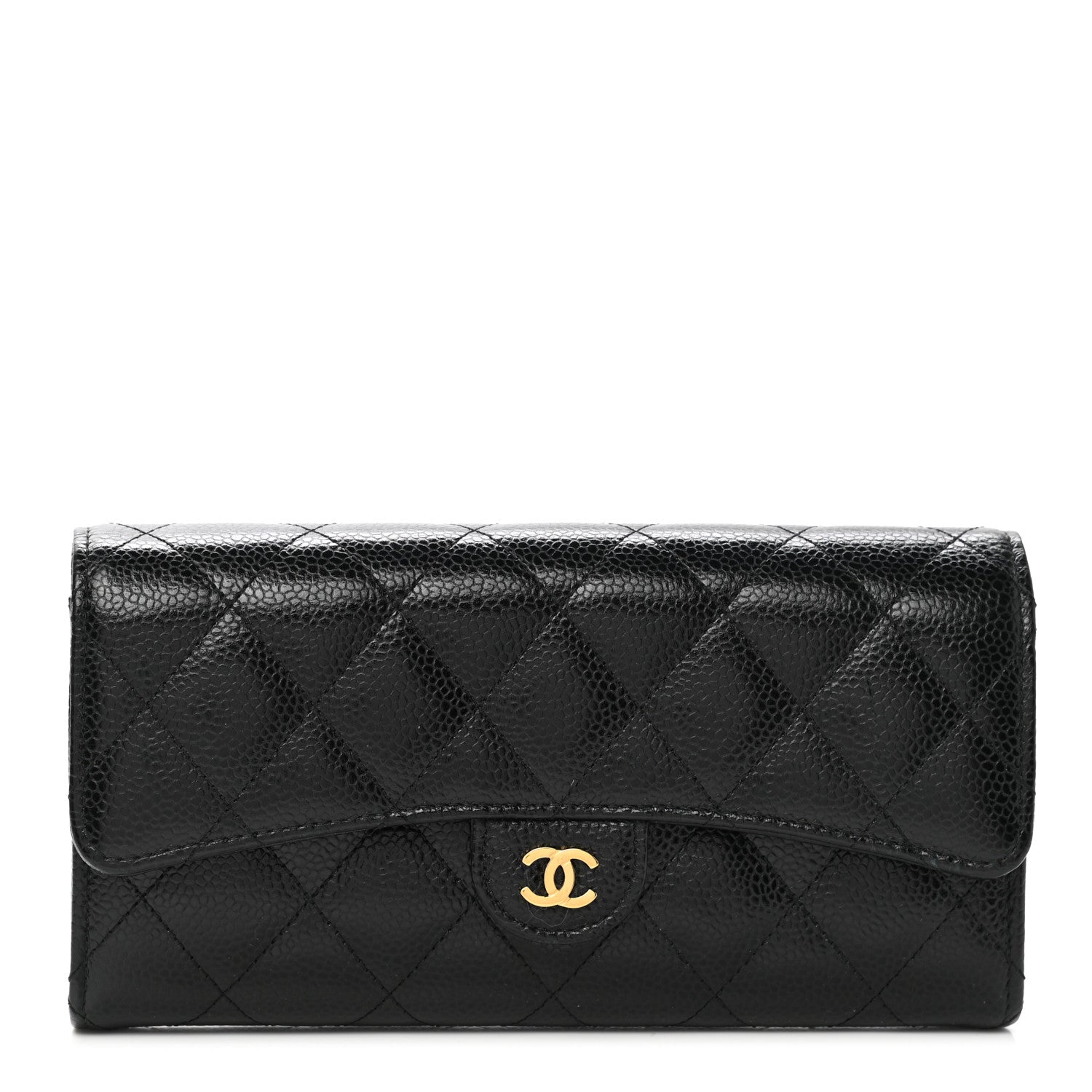 Chanel Caviar Quilted Large Gusset Flap Wallet Black 1 of 9