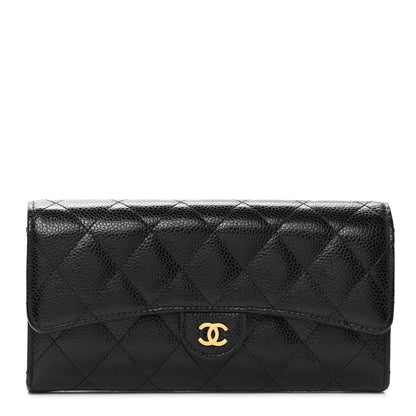 Chanel Caviar Quilted Large Gusset Flap Wallet Black 1 of 9