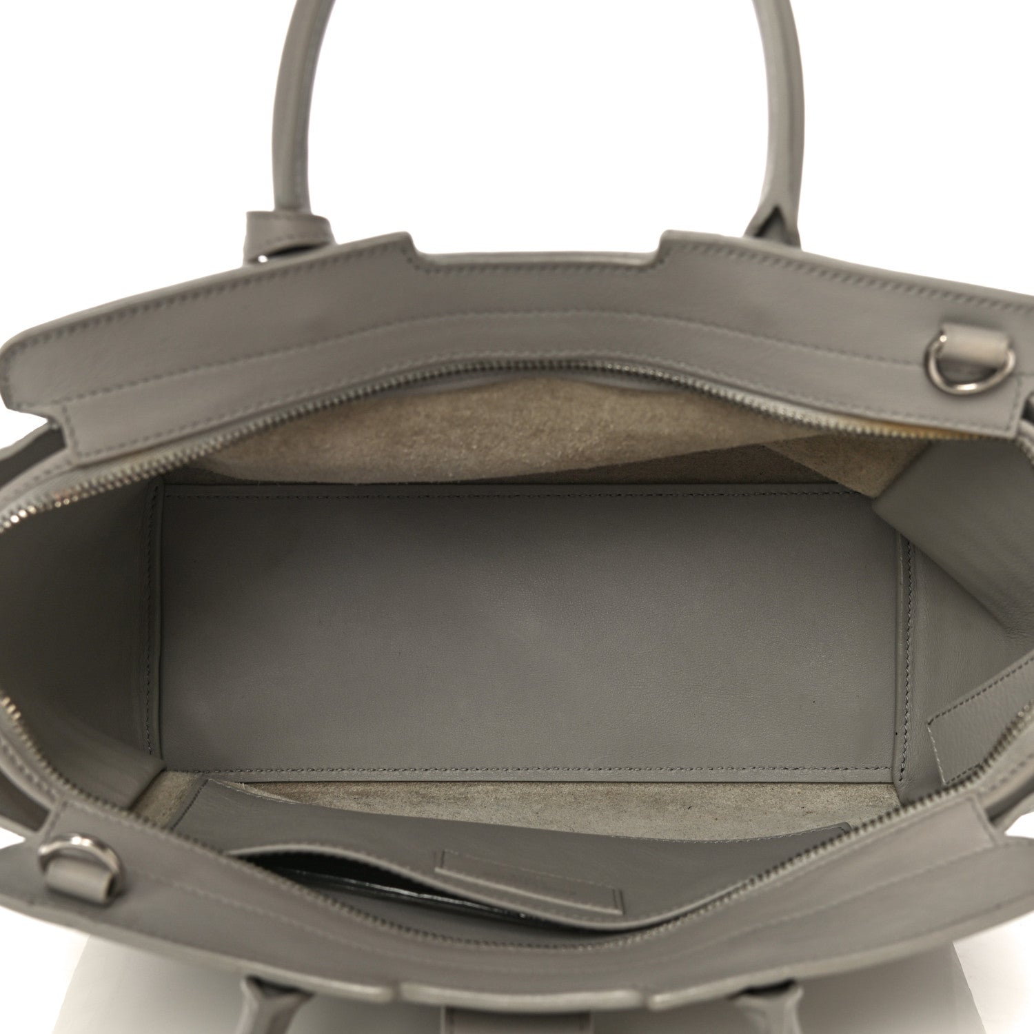 Saint Laurent Smooth Calfskin Crocodile Embossed Baby Monogram Downtown Cabas Gris Perle 5 of 12