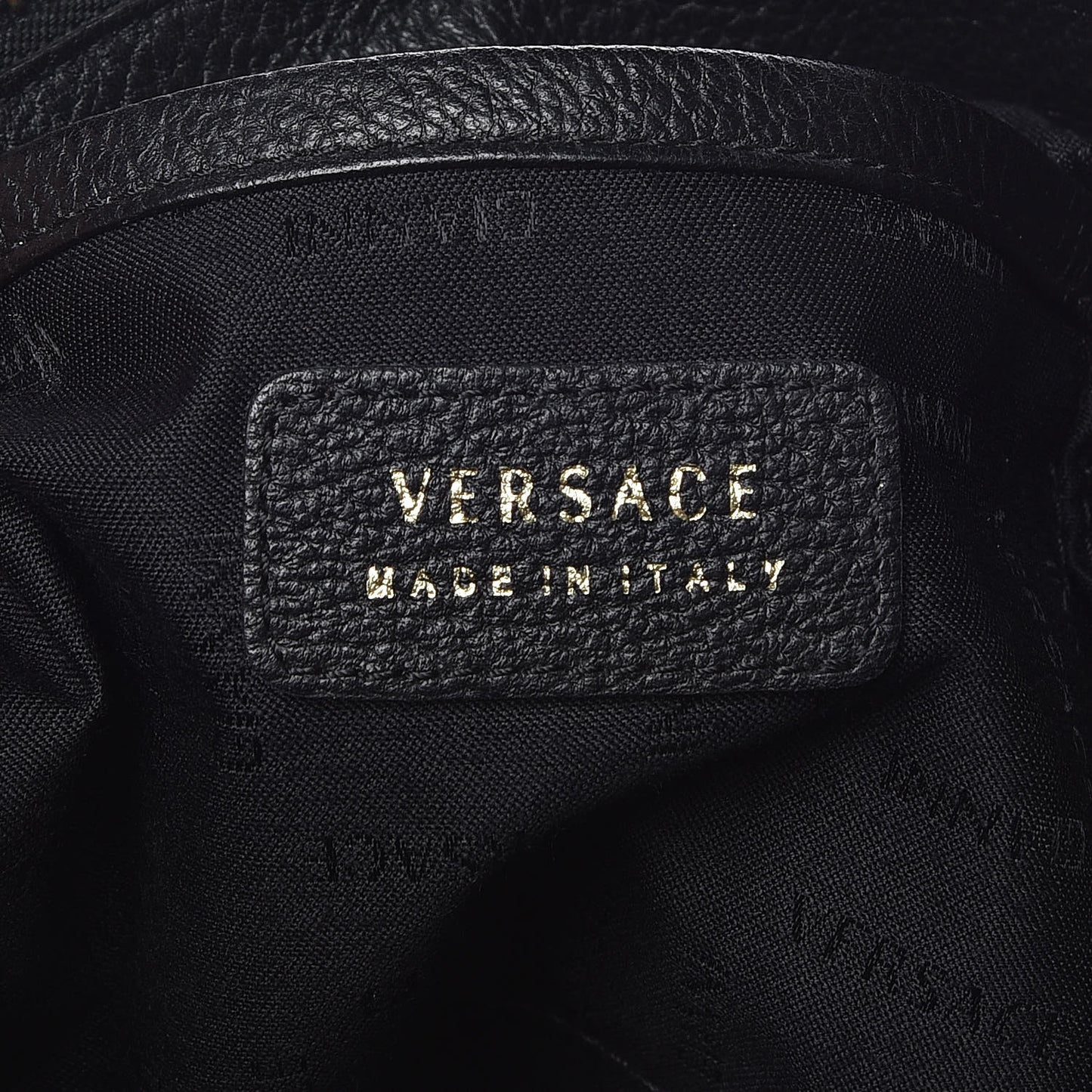 Grained Calfskin Medusa Head Messenger Bag Black