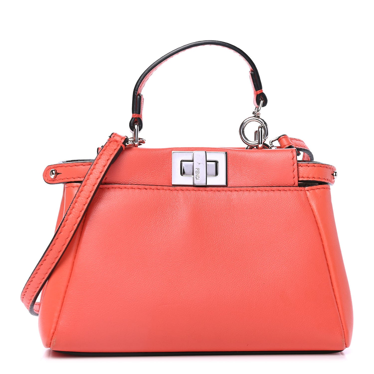 Fendi Shiny Nappa Micro Peekaboo Iconic Satchel Rosso Pimento 1 of 4