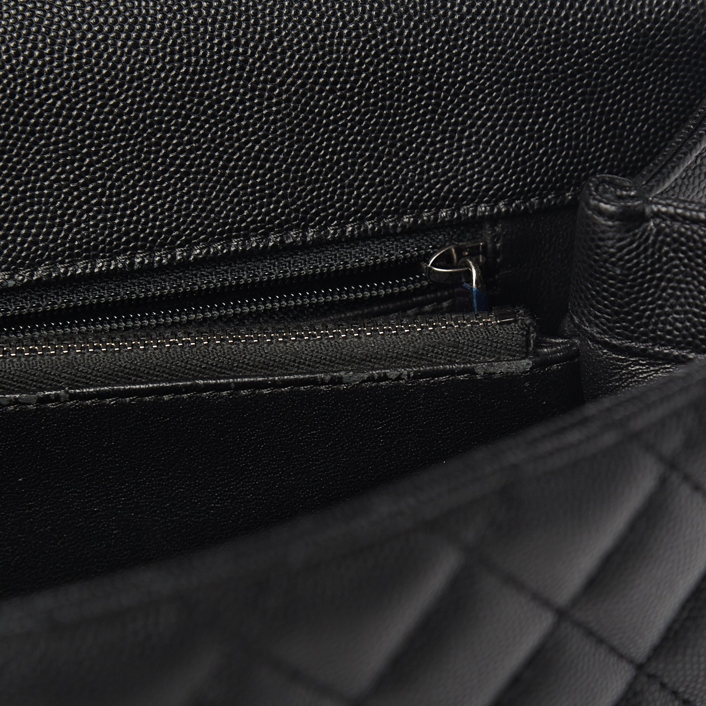 Caviar Lizard Quilted Large Coco Handle Flap Black