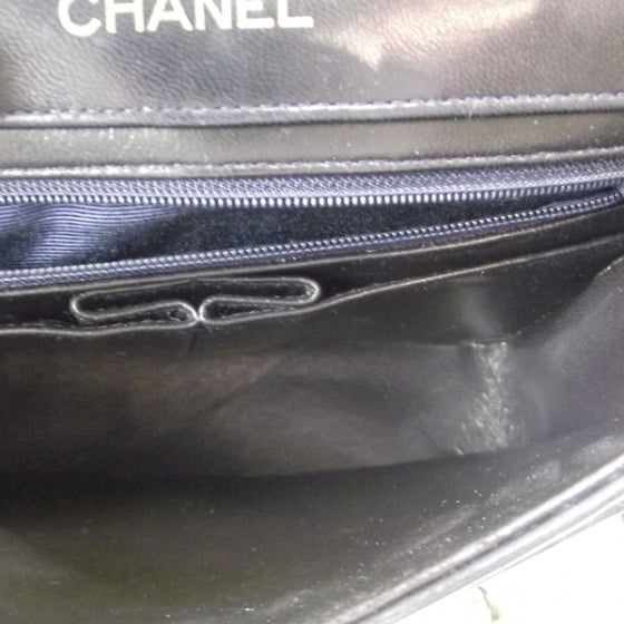 Lambskin Quilted Small Flap Navy