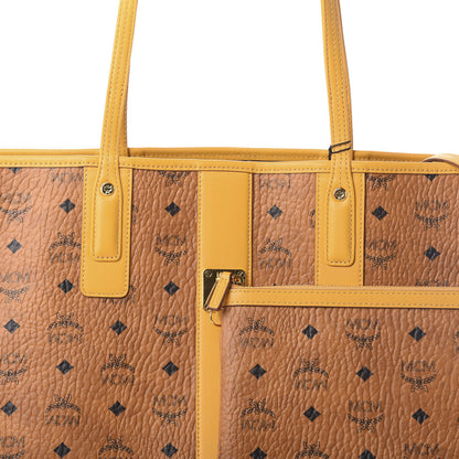 MCM Visetos Medium Liz Reversible Shopper Tote Cognac Yellow 13 of 15