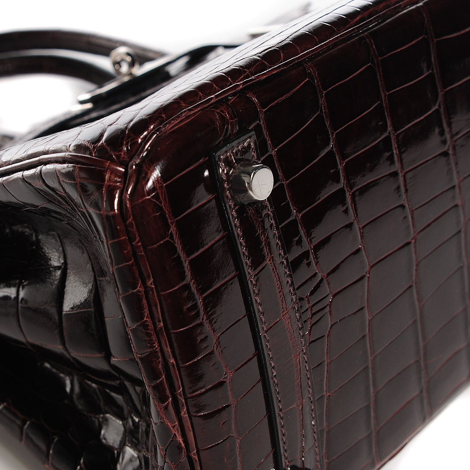 Hermes Shiny Niloticus Crocodile Birkin 30 Chocolate 7 of 25