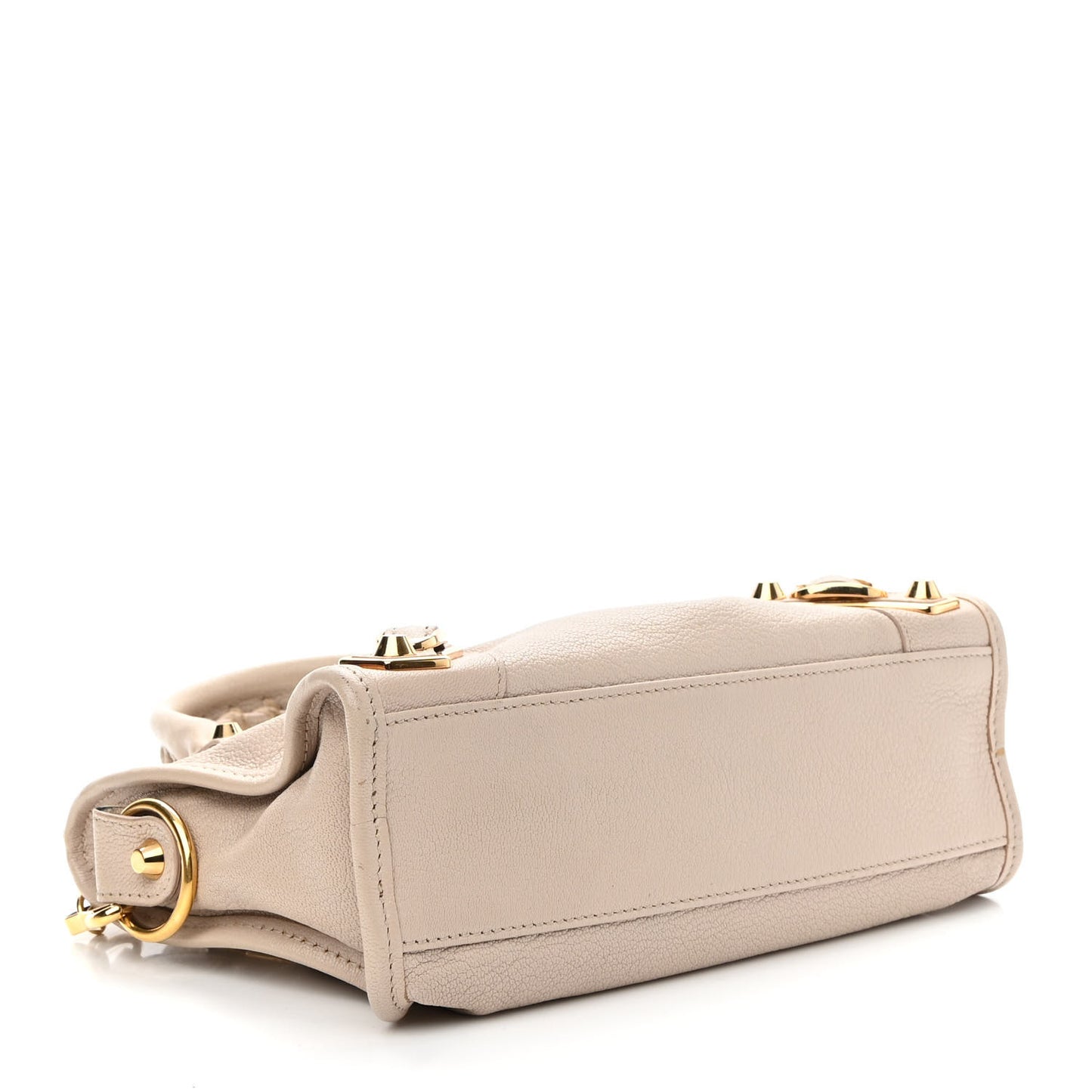Chevre Gold Metallic Edge Hardware Mini City Beige Praline