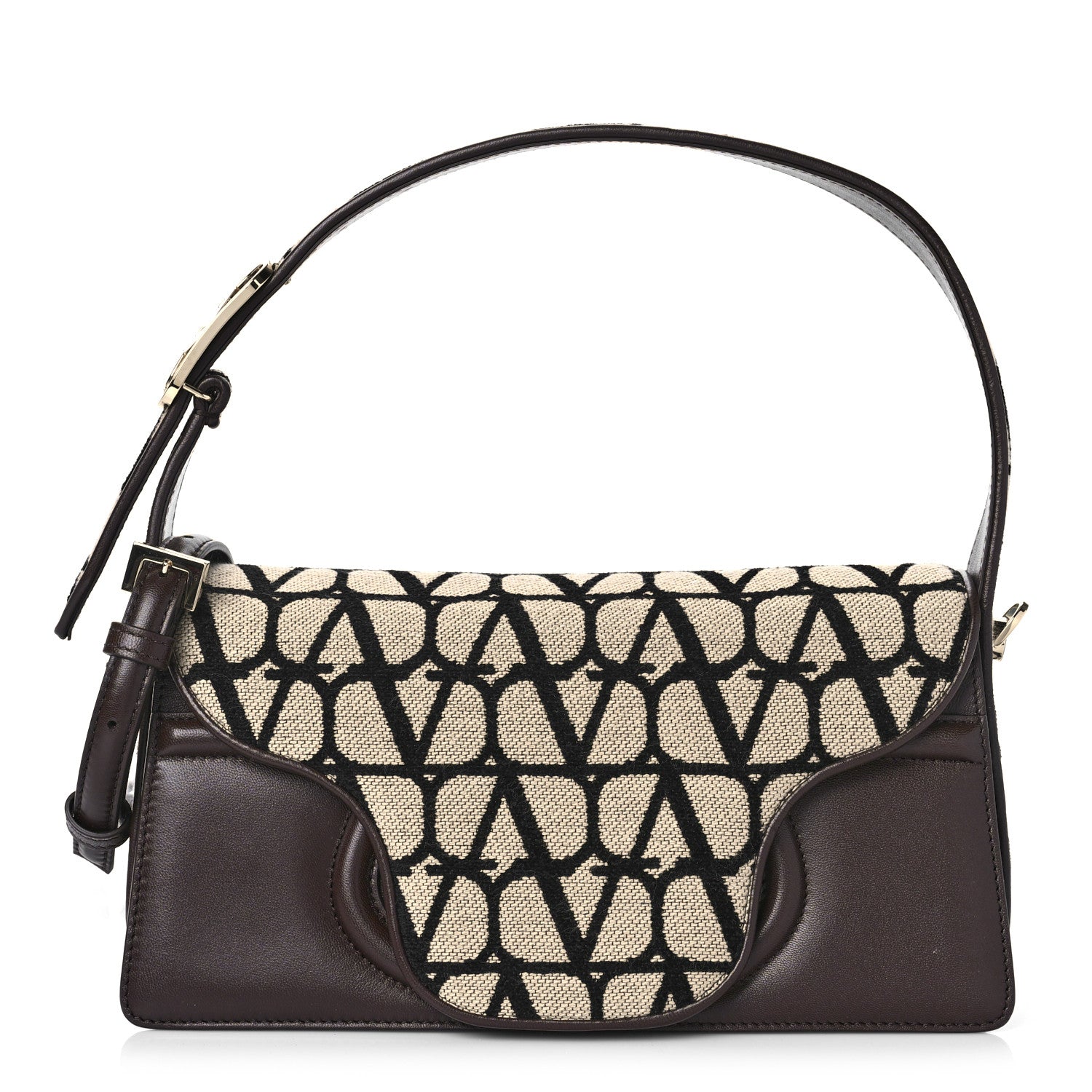 Valentino Garavani Toile Iconographe Goatskin Le Grand Deuxieme Shoulder Bag Naturale Black Fondant 1 of 9