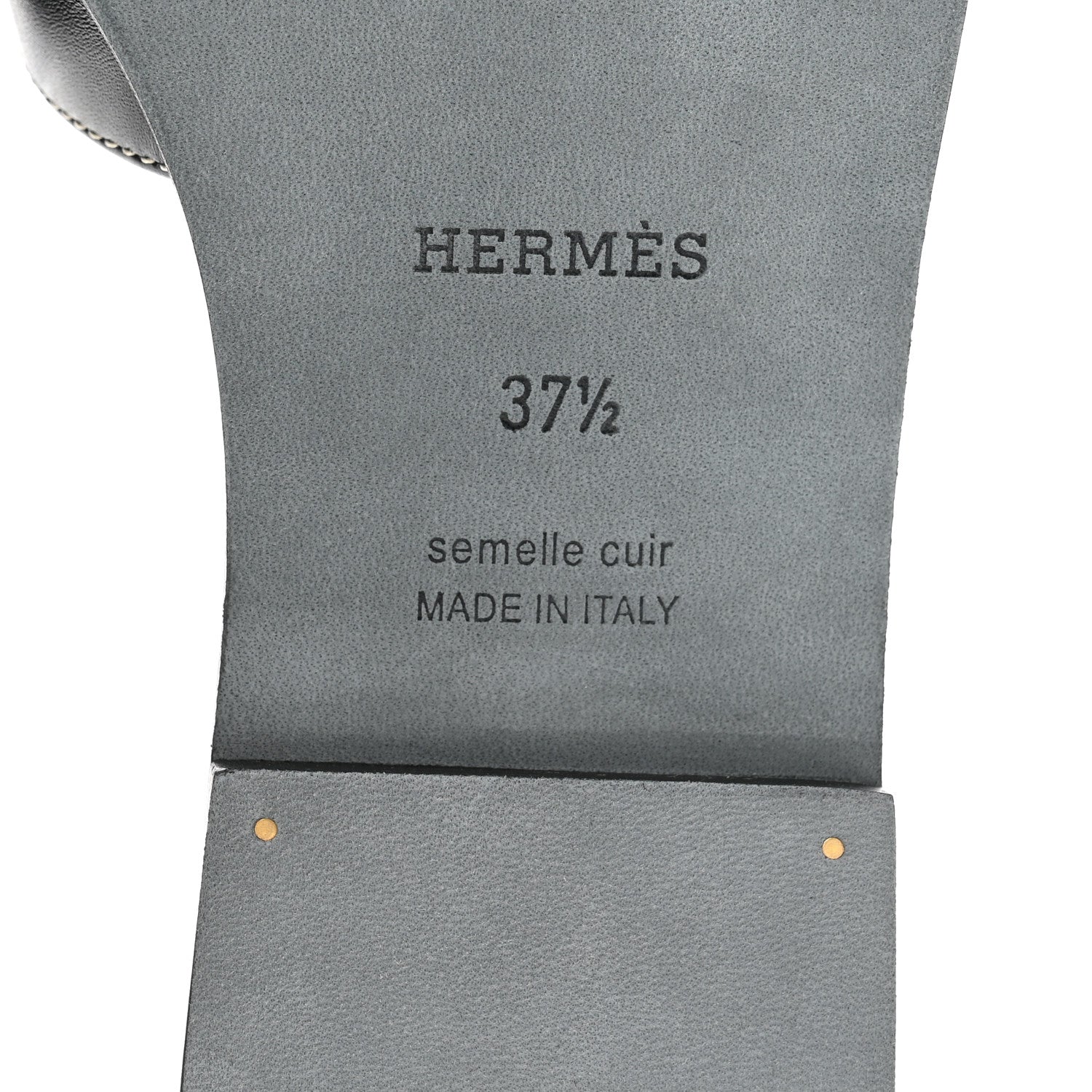 Hermes Box Calfskin Oran Sandals 37.5 Black 6 of 9