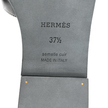 Hermes Box Calfskin Oran Sandals 37.5 Black 6 of 9