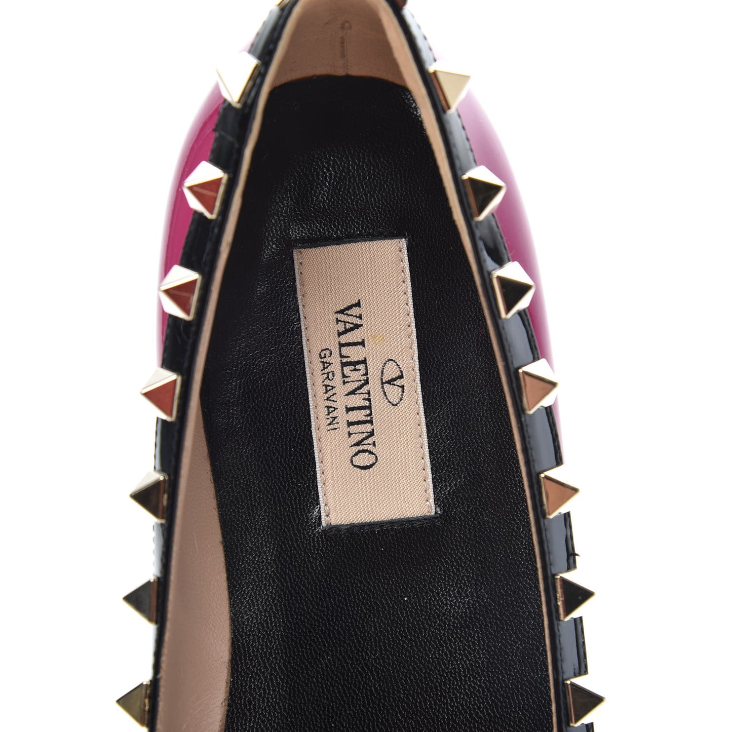 Patent Rockstud Ballerina Flats 36 Fuxia Black