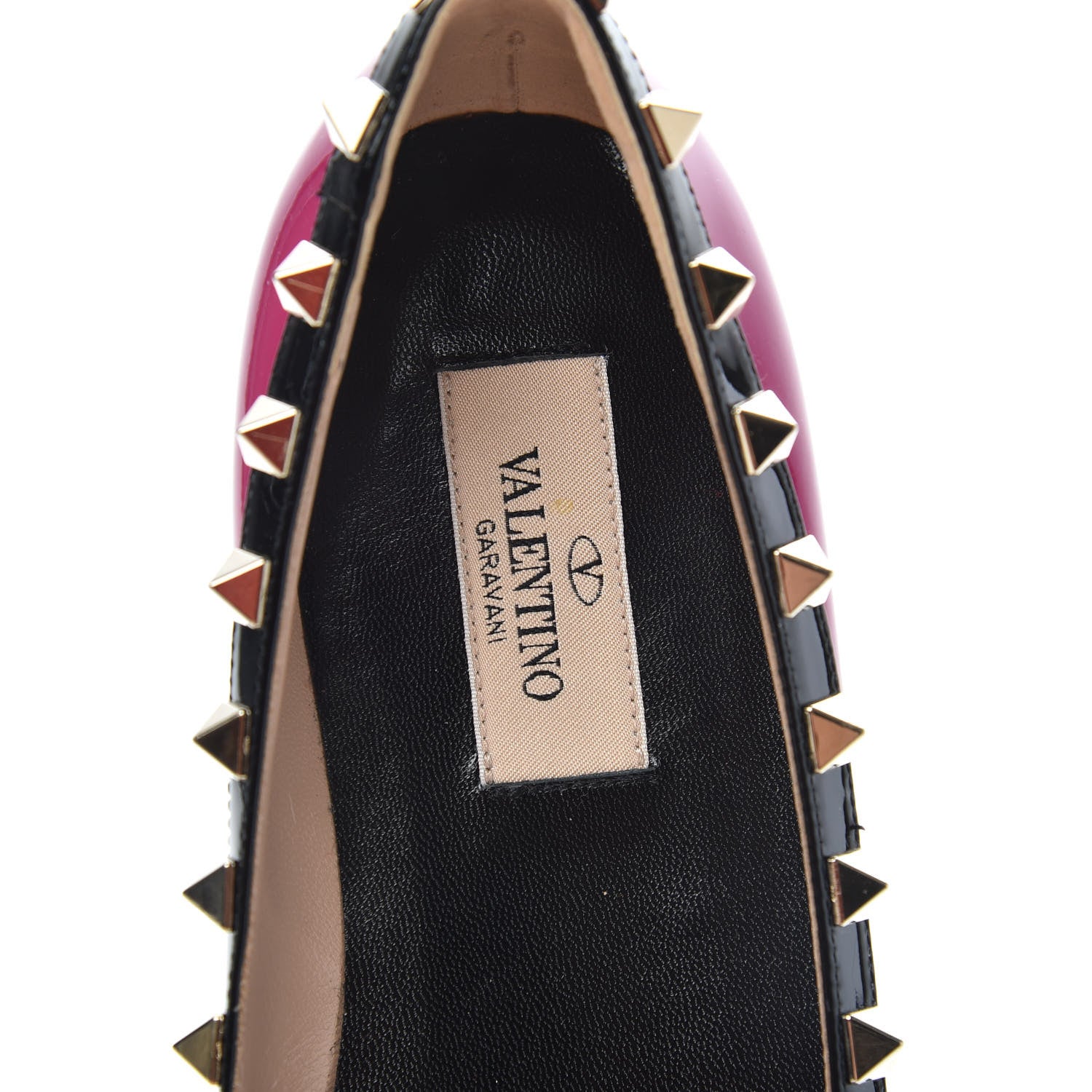 Valentino Garavani Patent Rockstud Ballerina Flats 36 Fuxia Black 6 of 9