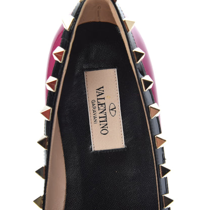 Valentino Garavani Patent Rockstud Ballerina Flats 36 Fuxia Black 6 of 9