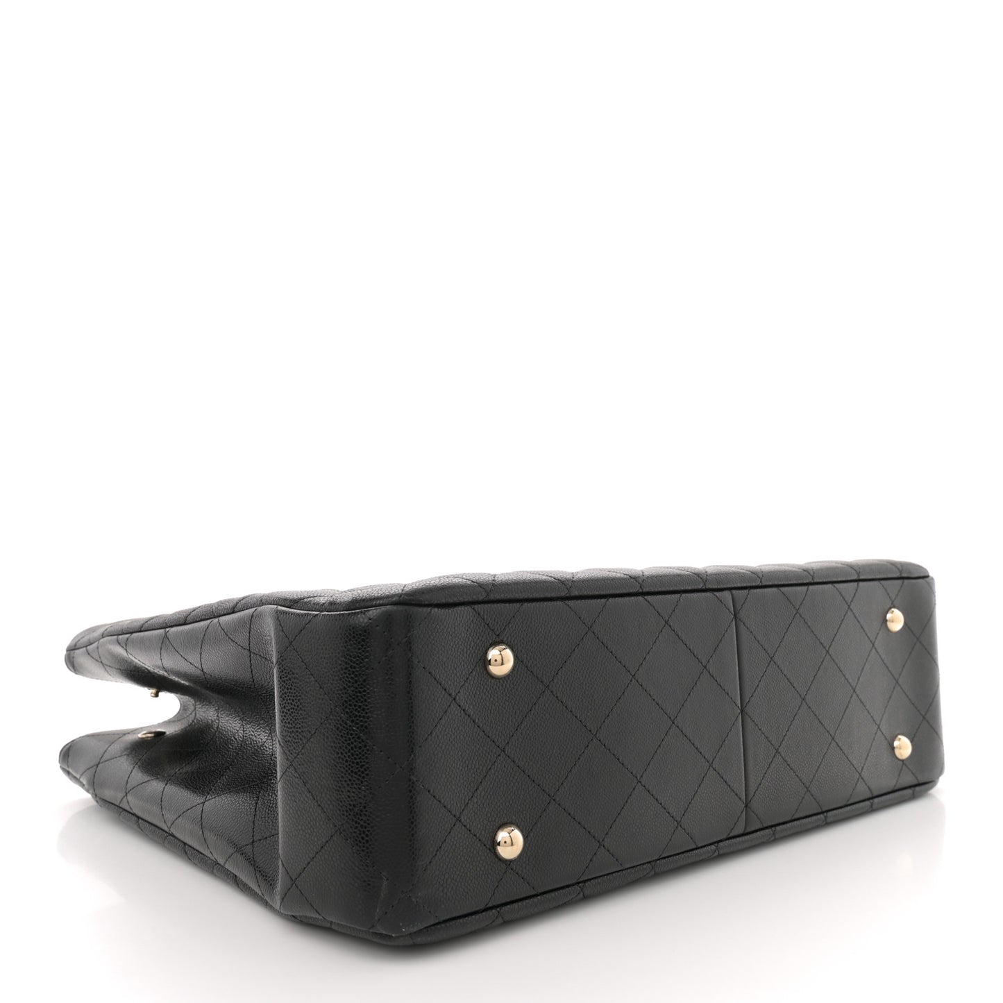 Caviar Quilted Large CC Shopping Tote Black