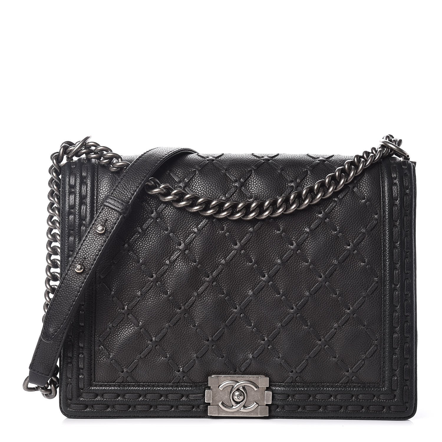 Chanel Caviar Stitched Large Boy Flap Black 1 of 14