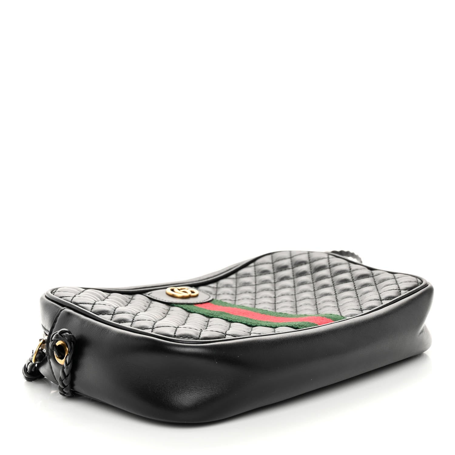 Gucci Calfskin Web Trapuntata Small GG Shoulder Bag Black 4 of 11