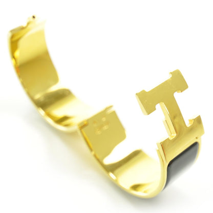 Hermes Enamel Clic Clac H Bracelet Wide Black Gold 5 of 7